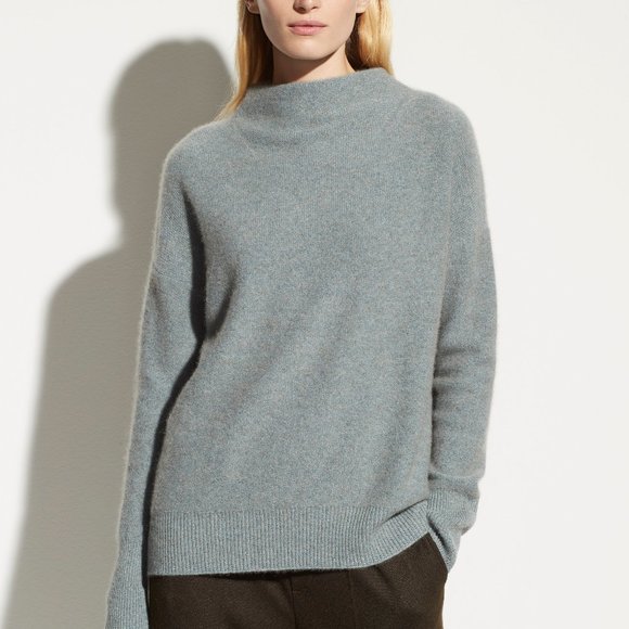 Vince Plush Boiled Cashmere Funnelneck sweater in Heather Patina NWT - Picture 1 of 5